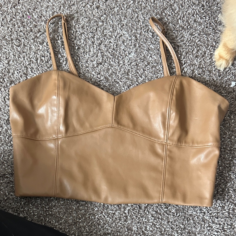 Tan Leather Women's Top